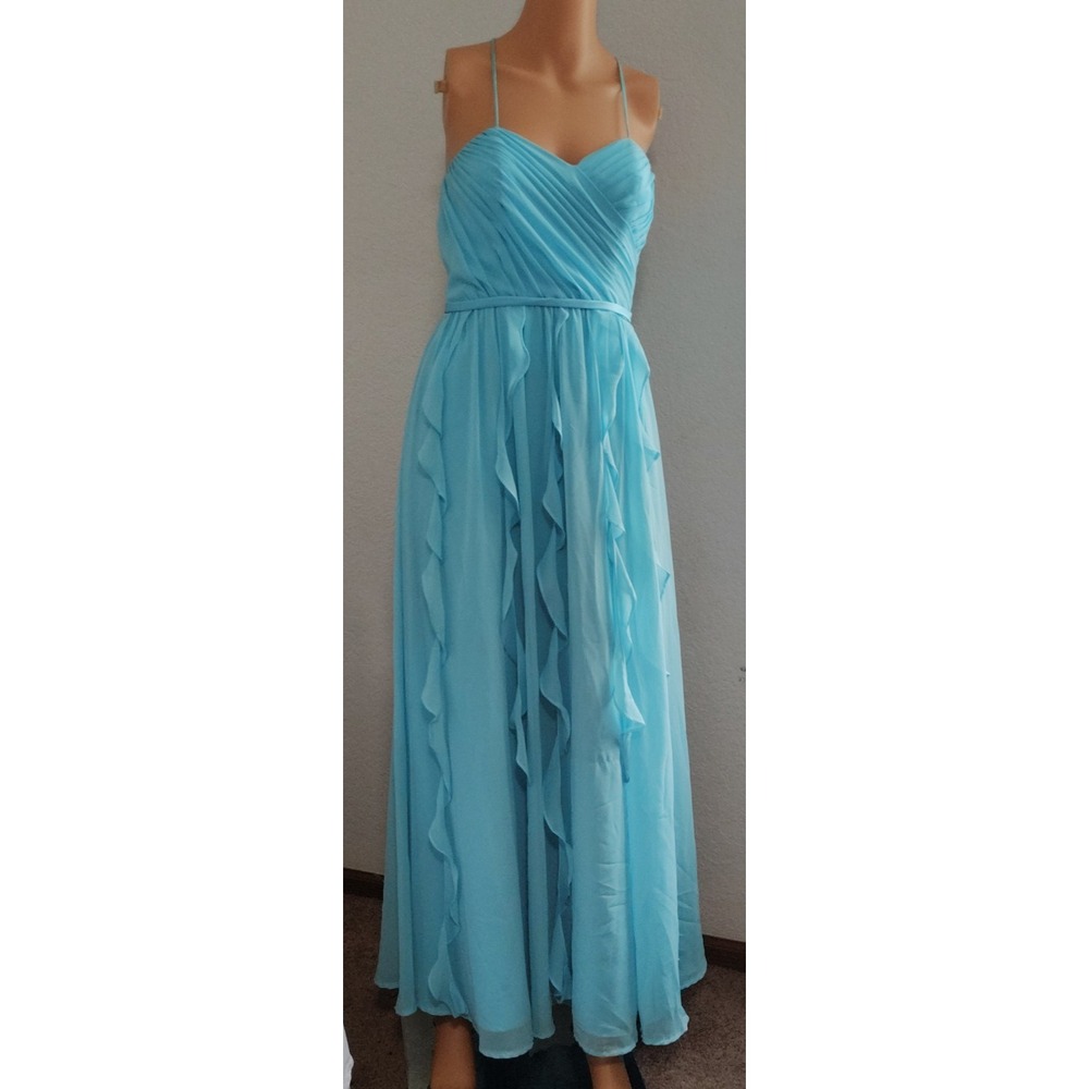 Vintage Alfred Angelo Blue Chiffon Bridesmaid Prom Dance Dress - Size S
